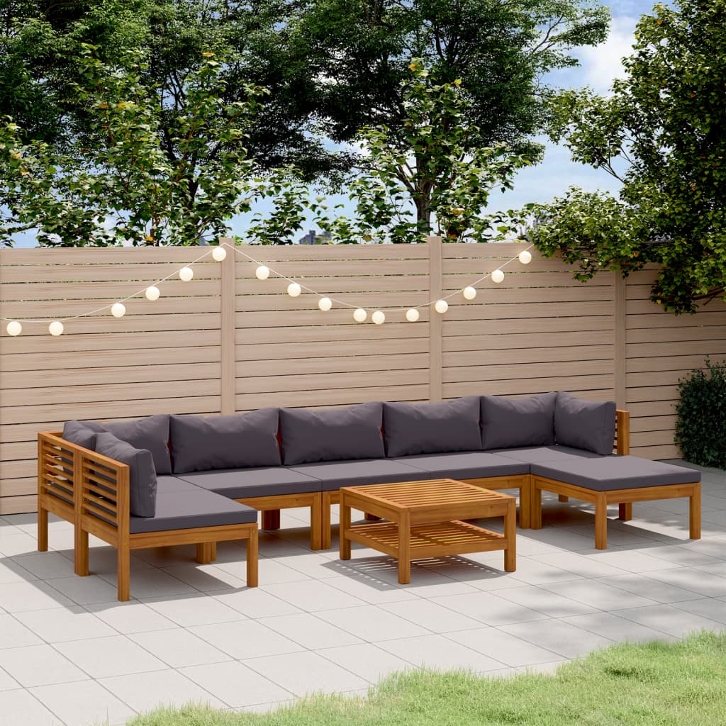 vidaXL 8-tlg. Garten-Lounge-Set mit Auflage Massivholz Akazie