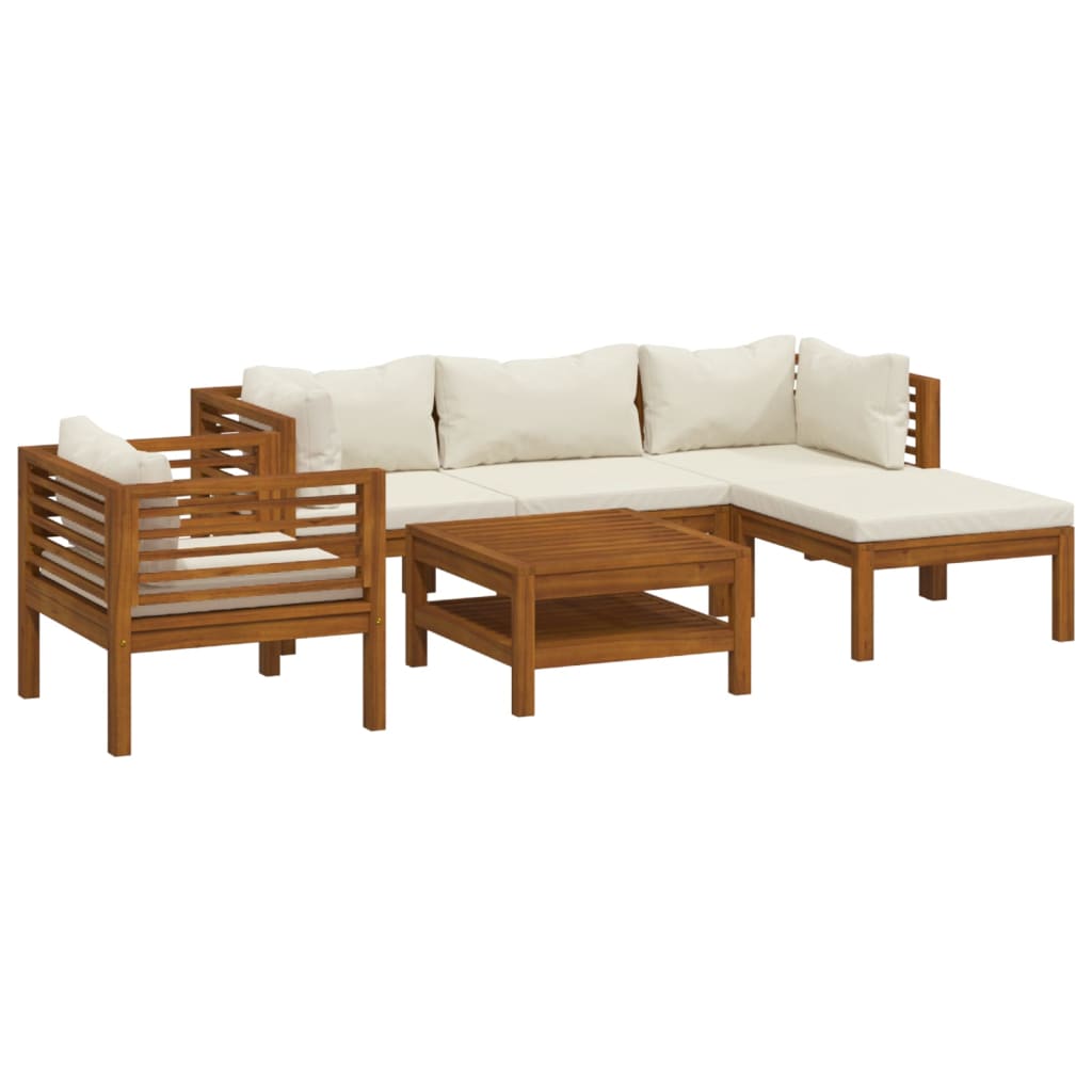 Thumbnail - vidaXL 6-tlg. Garten-Lounge-Set mit Creme Kissen Massivholz Akazie