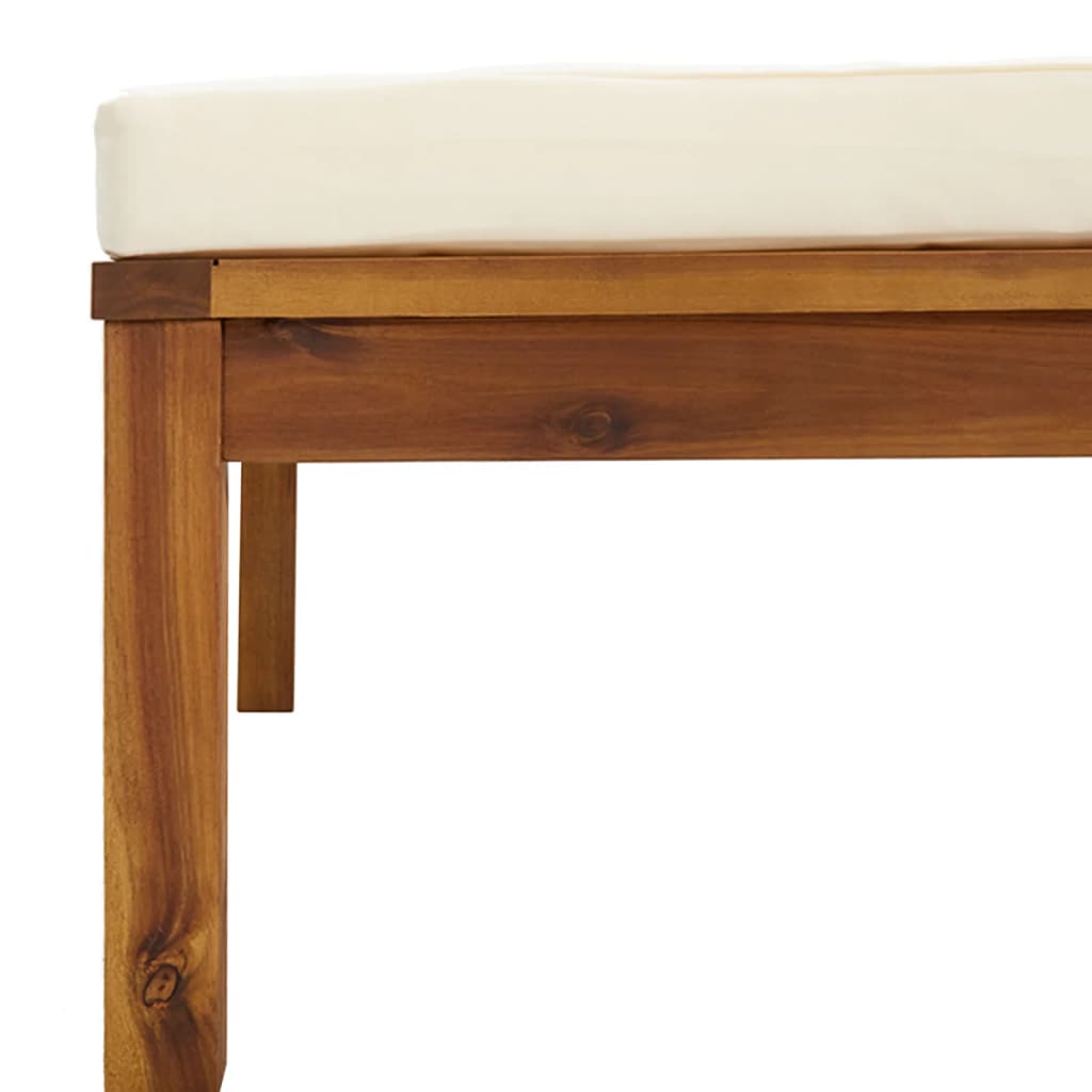 Zestaw mebli drewnianych wypoczynkowych, kremowe poduszki, olejowane drewno akacjowe, 65x65x35 cm