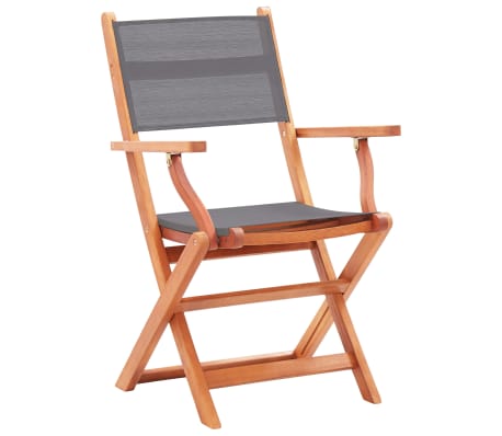 vidaXL Tuinstoelen 6 st inklapbaar eucalyptushout en textileen grijs