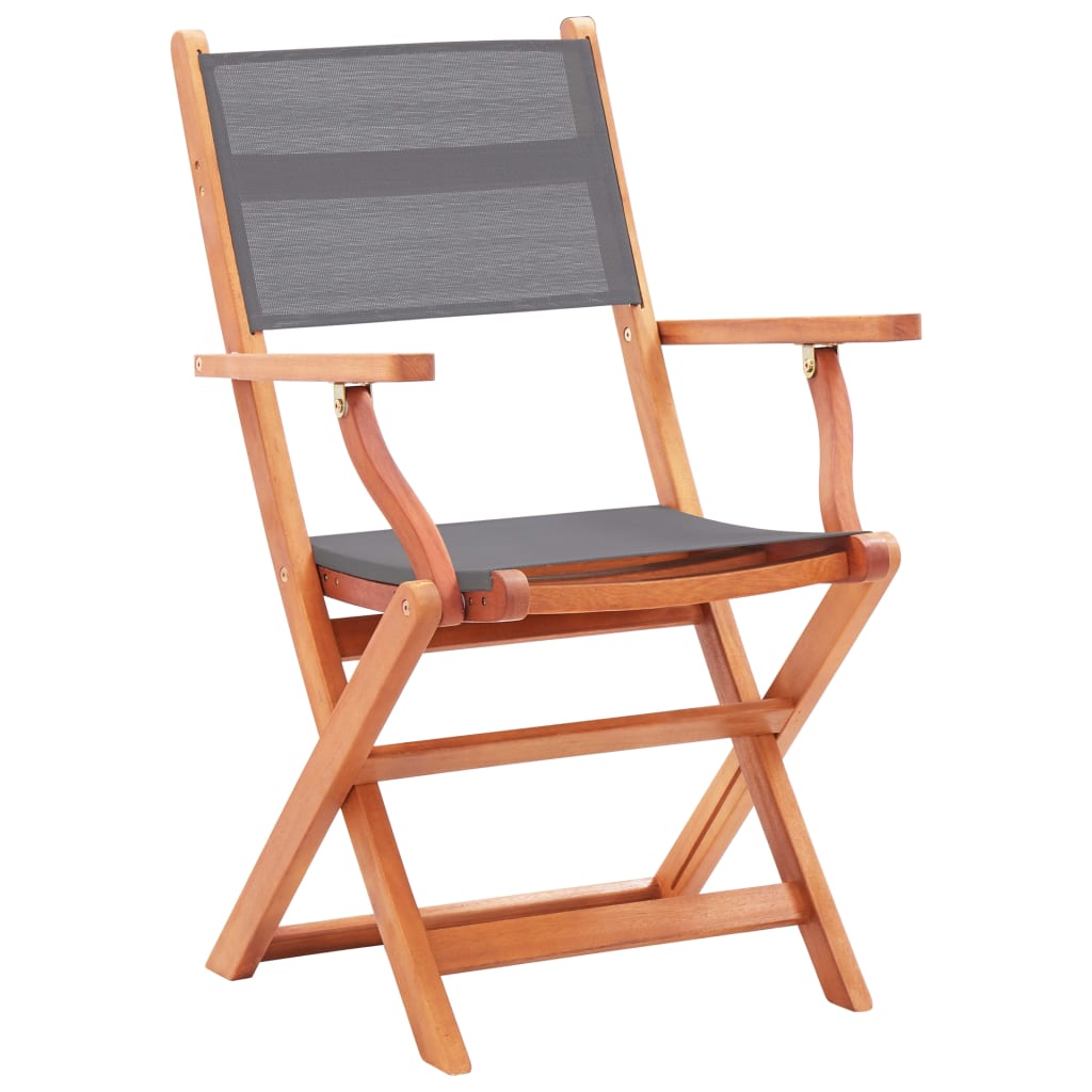 

vidaXL Tuinstoelen 8 st inklapbaar eucalyptushout en textileen grijs