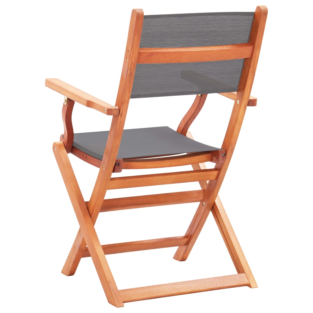 vidaXL Folding Patio Chairs 8 pcs Gray Solid Eucalyptus Wood&Textilene