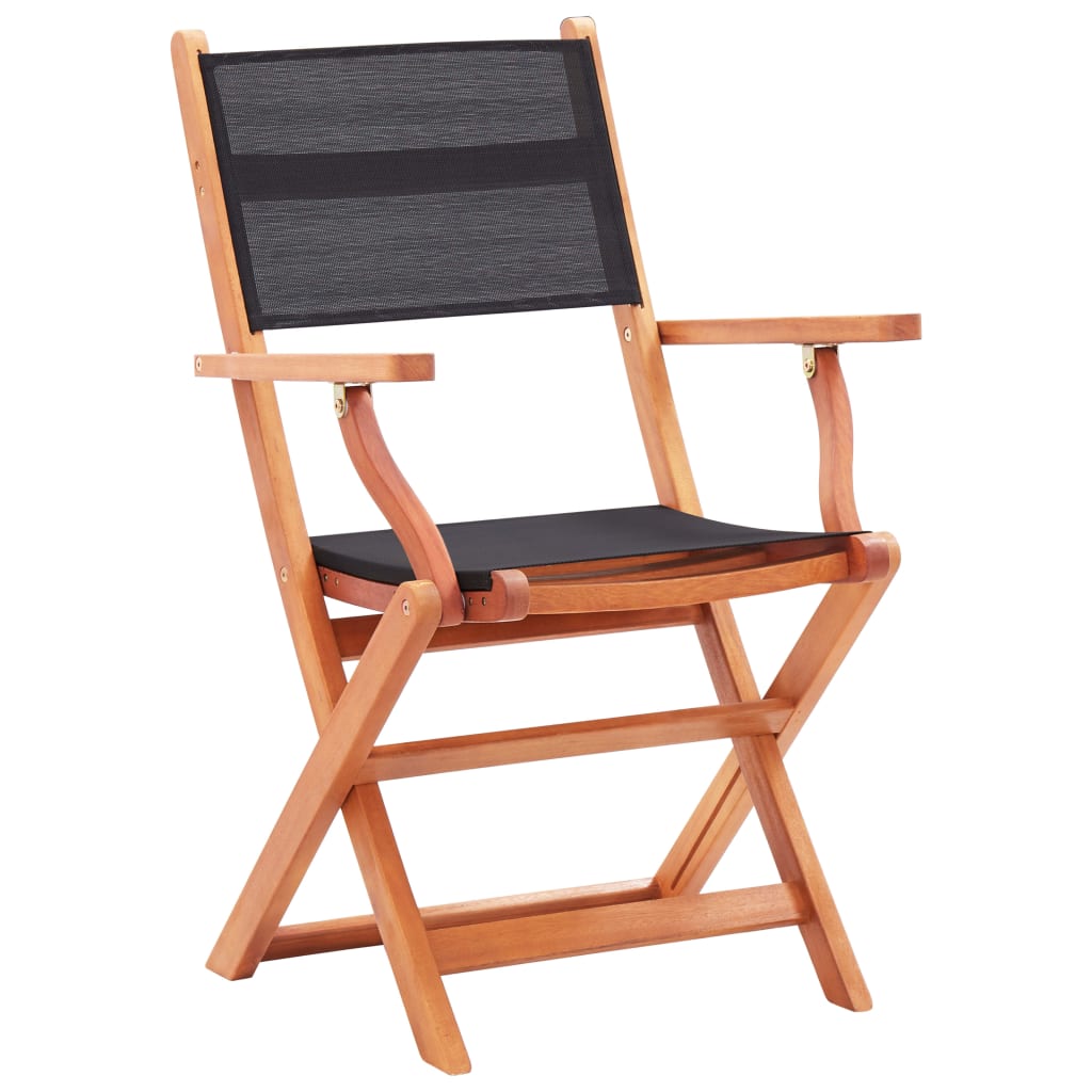 

vidaXL Tuinstoelen 6 st inklapbaar eucalyptushout en textileen zwart