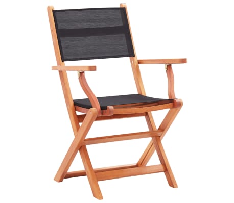 vidaXL Sklopive vrtne stolice crne 8 kom drvo eukaliptusa i tekstilen