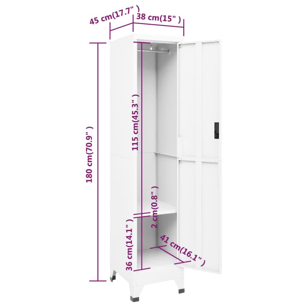 imagem de vidaXL Cacifo 38x45x180 cm aço branco9