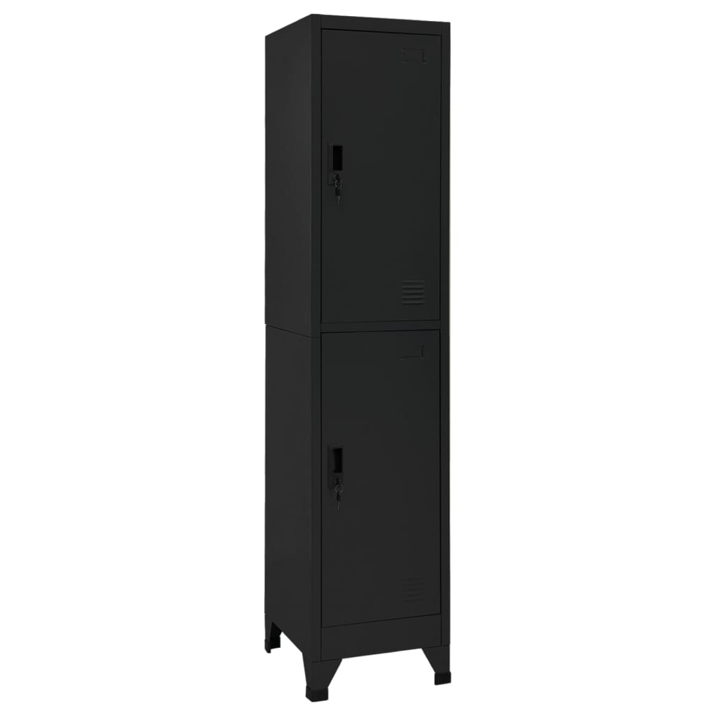 Image of vidaXL Locker Cabinet Black 38x45x180 cm Steel