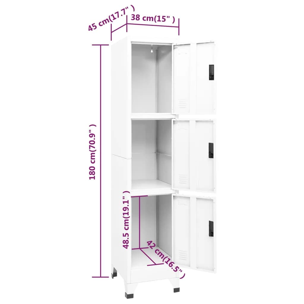 imagem de vidaXL Cacifo 38x45x180 cm aço branco9