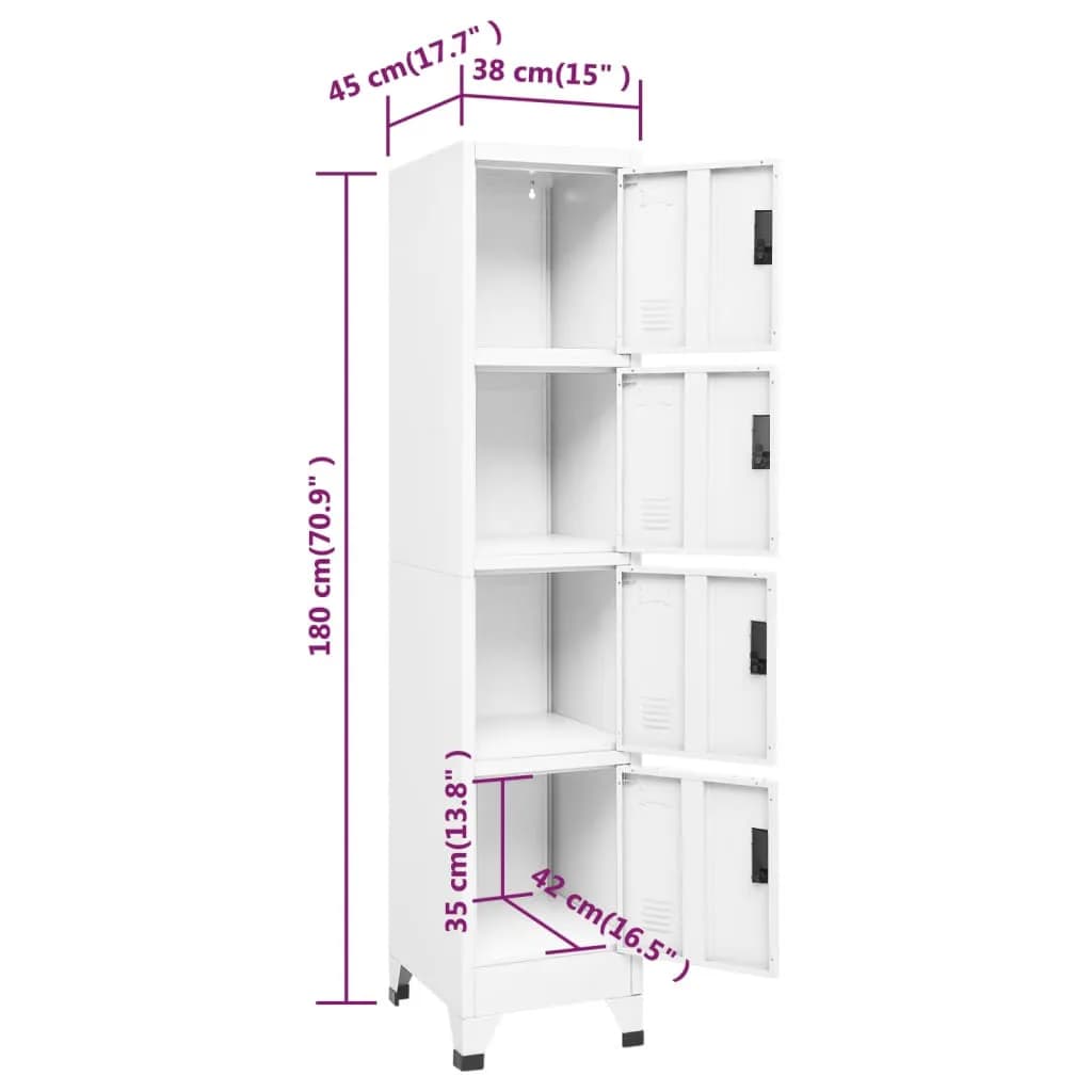 imagem de vidaXL Cacifo 38x45x180 cm aço branco9