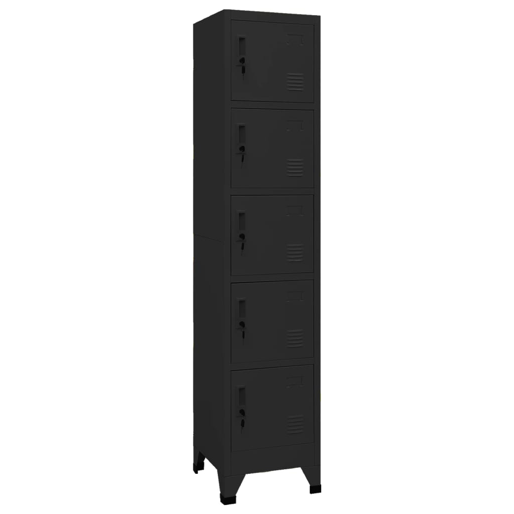 Image of vidaXL Locker Cabinet Black 38x40x180 cm Steel