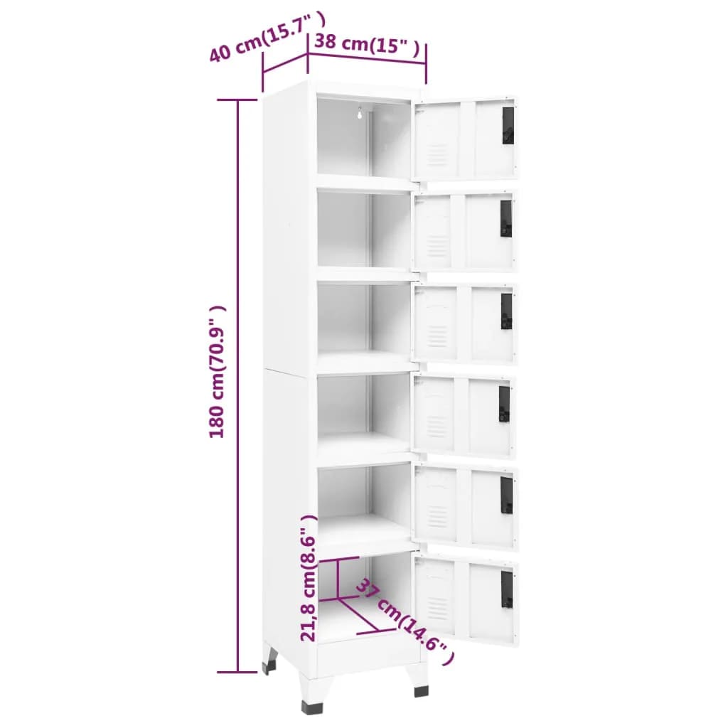 imagem de vidaXL Cacifo 38x40x180 cm aço branco9