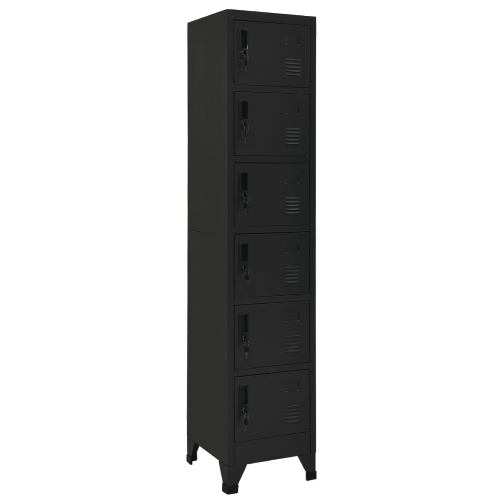 Image of vidaXL Locker Cabinet Black 38x40x180 cm Steel