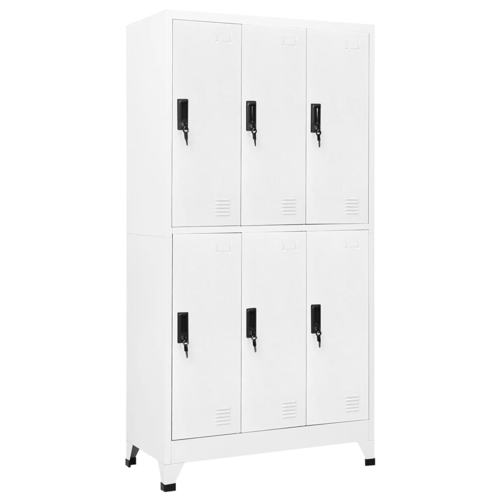 Image of vidaXL Locker Cabinet White 90x45x180 cm Steel