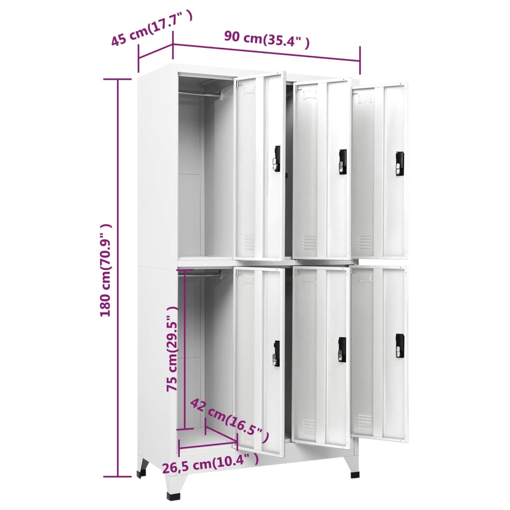 imagem de vidaXL Cacifo aço 90x45x180 cm branco9