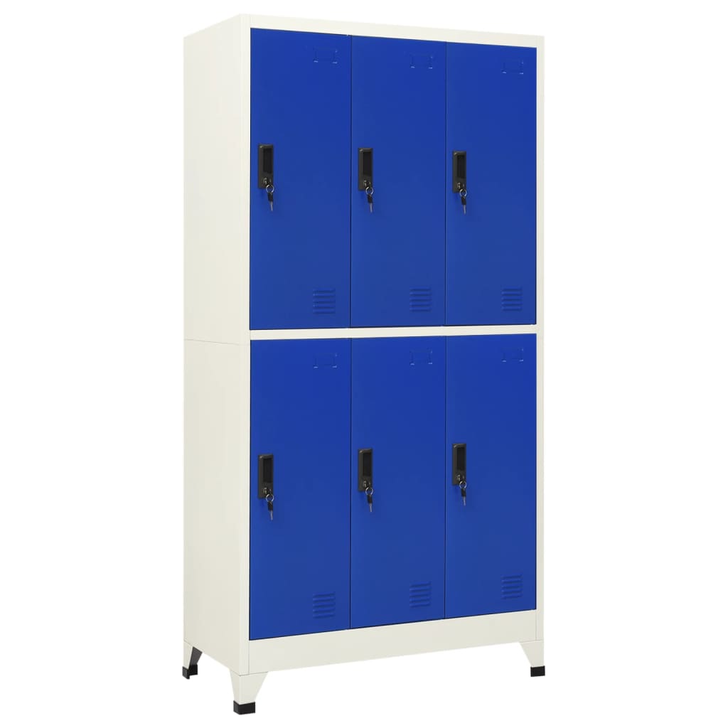 Image of vidaXL Locker Cabinet Grey and Blue 90x45x180 cm Steel