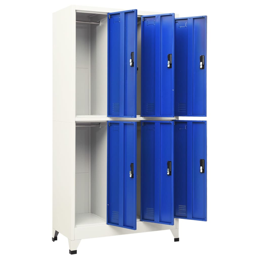 imagem de vidaXL Cacifo aço 90x45x180 cm cinzento e azul6