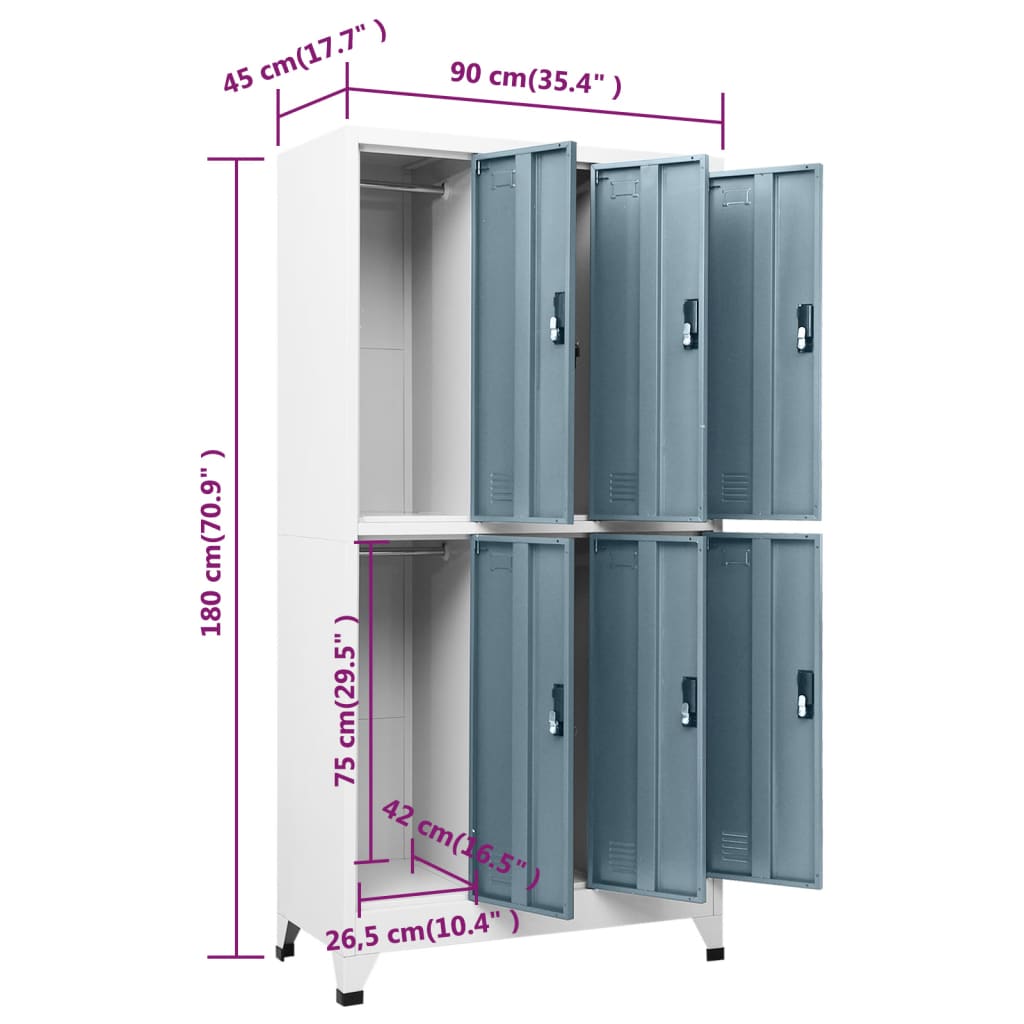 imagem de vidaXL Cacifo aço 90x45x180 cm cinza-claro e cinza-escuro9