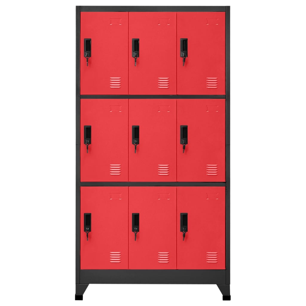 vidaXL Lockerkast 90x45x180 cm staal antracietkleurig en rood