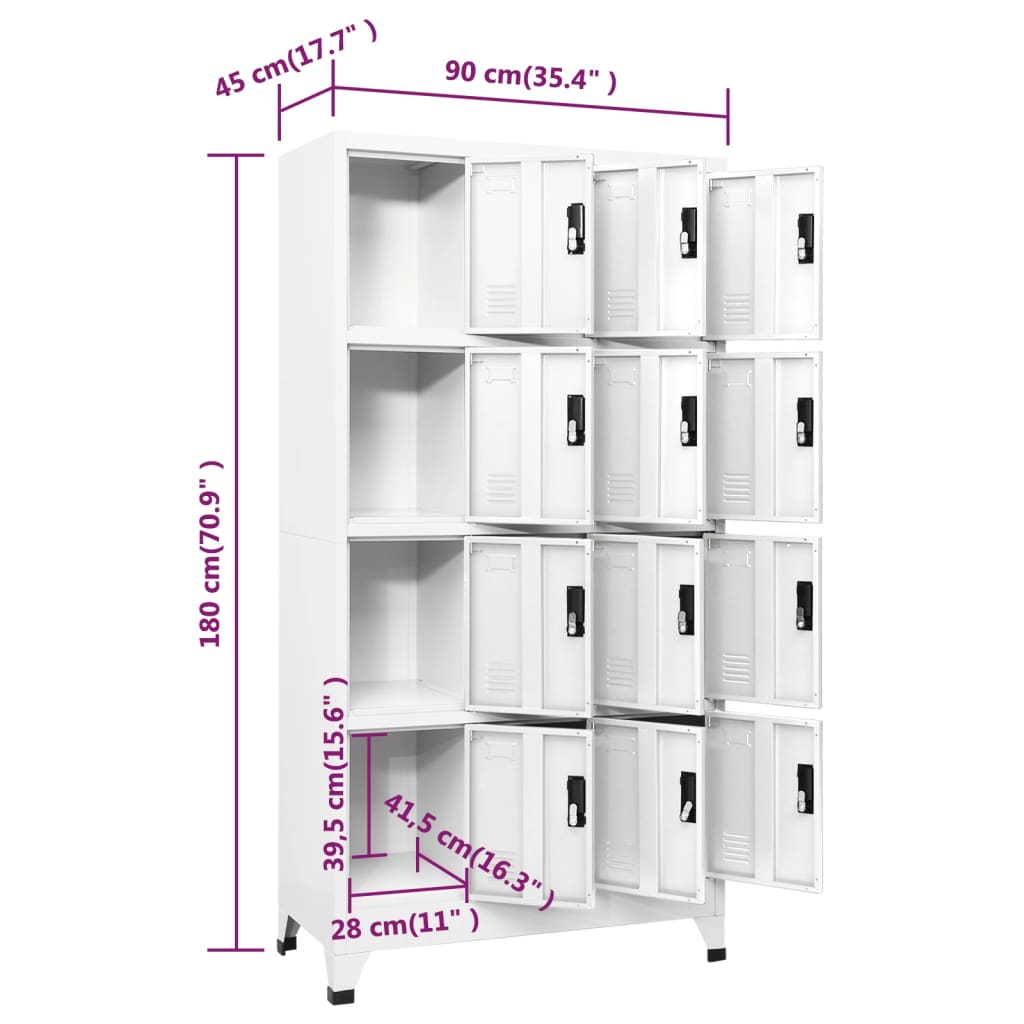 imagem de vidaXL Cacifo aço 90x45x180 cm branco9