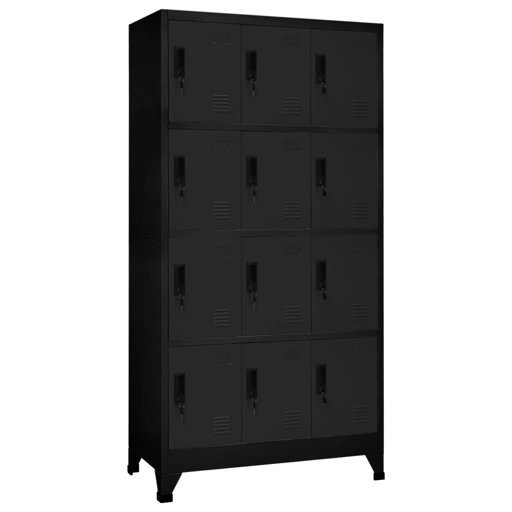 Image of vidaXL Locker Cabinet Black 90x45x180 cm Steel