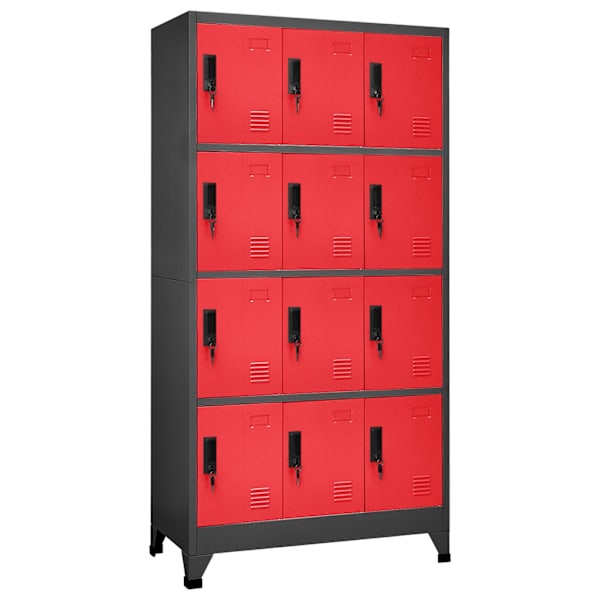 vidaXL lukustatav hoiukapp, antratsiit, punane, 90x45x180 cm, teras