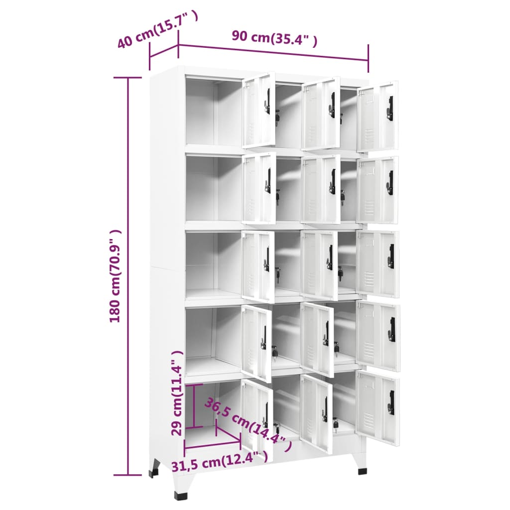 imagem de vidaXL Cacifo 90x40x180 cm aço branco9