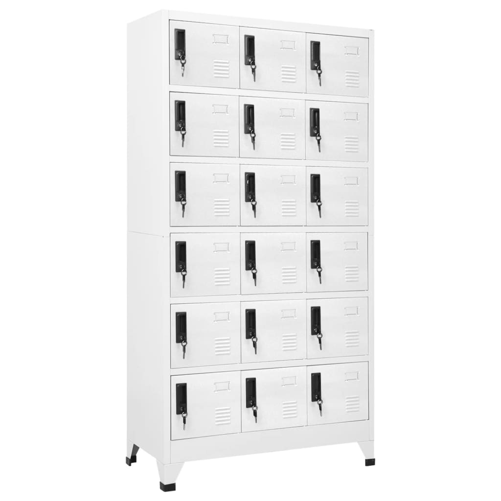 Image of vidaXL Locker Cabinet White 90x40x180 cm Steel