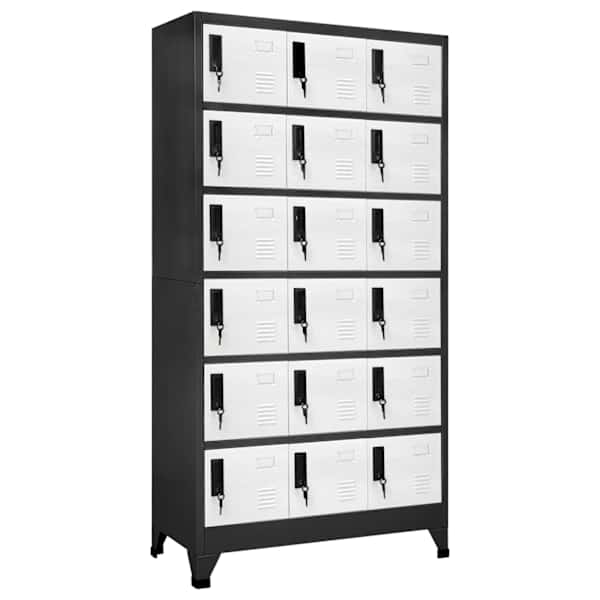vidaXL lukustatav hoiukapp, antratsiithall ja valge 90x40x180 cm teras