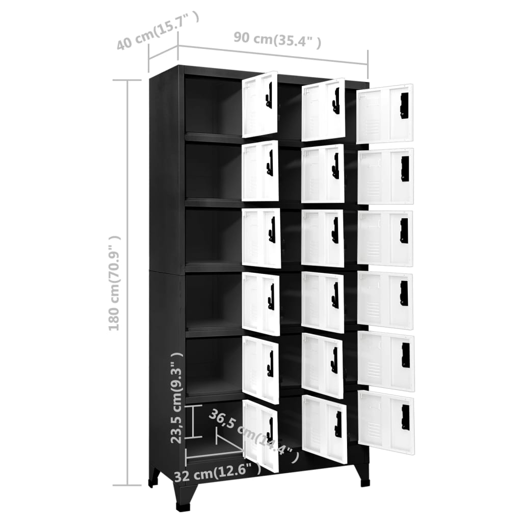 imagem de vidaXL Cacifo 90x40x180 cm aço antracite e branco9