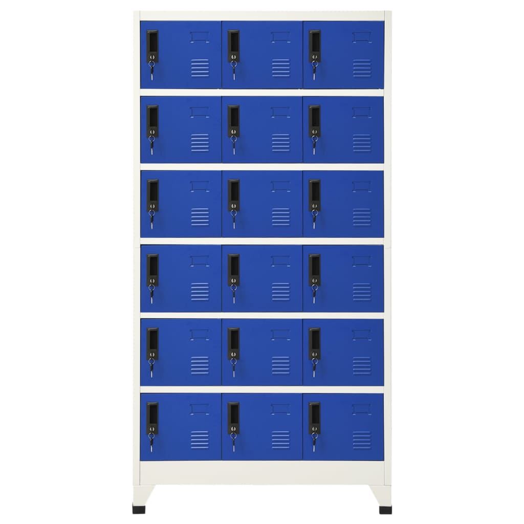 vidaXL Lockerkast 90x40x180 cm staal grijs en blauw