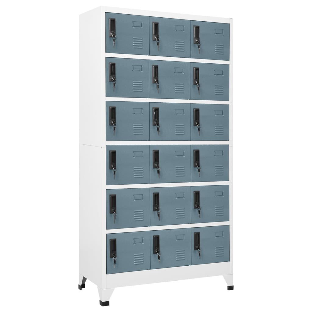 Image of vidaXL Locker Cabinet Light Grey and Dark Grey 90x40x180 cm Steel