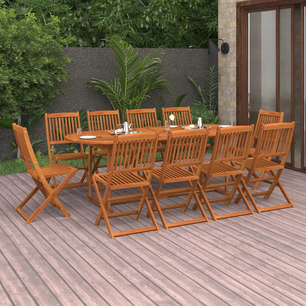 vidaXL 11-tlg. Garten-Essgruppe 220x90x75 cm Massivholz Akazie