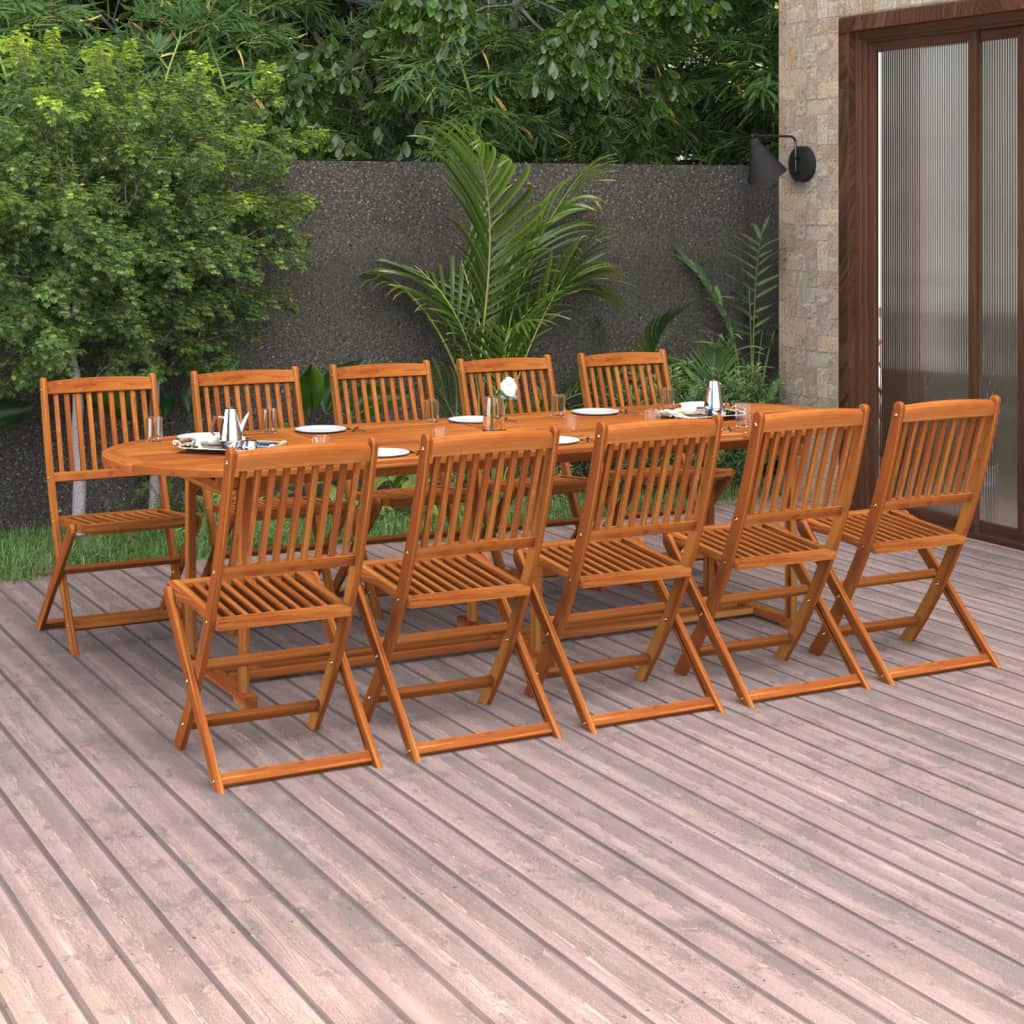 vidaXL 11-tlg. Garten-Essgruppe 280x90x75 cm Massivholz Akazie