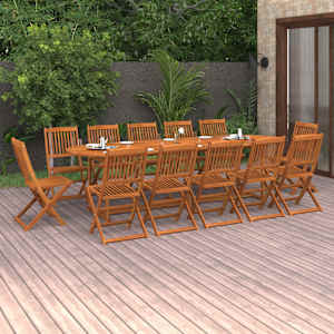 Vrtna jedilna garnitura 13-delna 280x90x75cm trden akacijev les