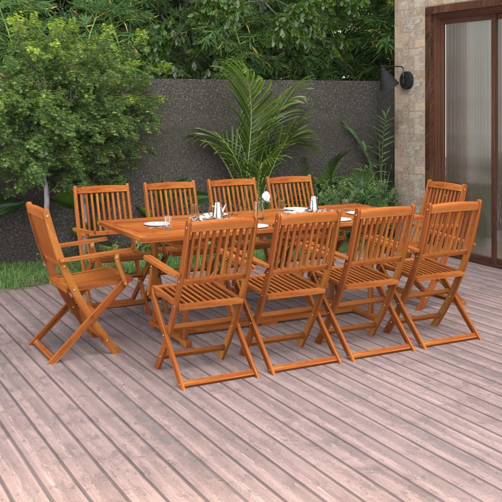 vidaXL 11-tlg. Garten-Essgruppe 220x90x75 cm Massivholz Akazie