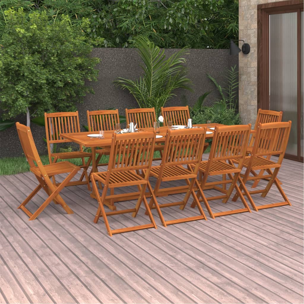 vidaXL 11-tlg. Garten-Essgruppe 220x90x75 cm Massivholz Akazie