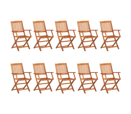 vidaXL Set comedor de jardín 11piezas madera maciza acacia 280x90x75cm