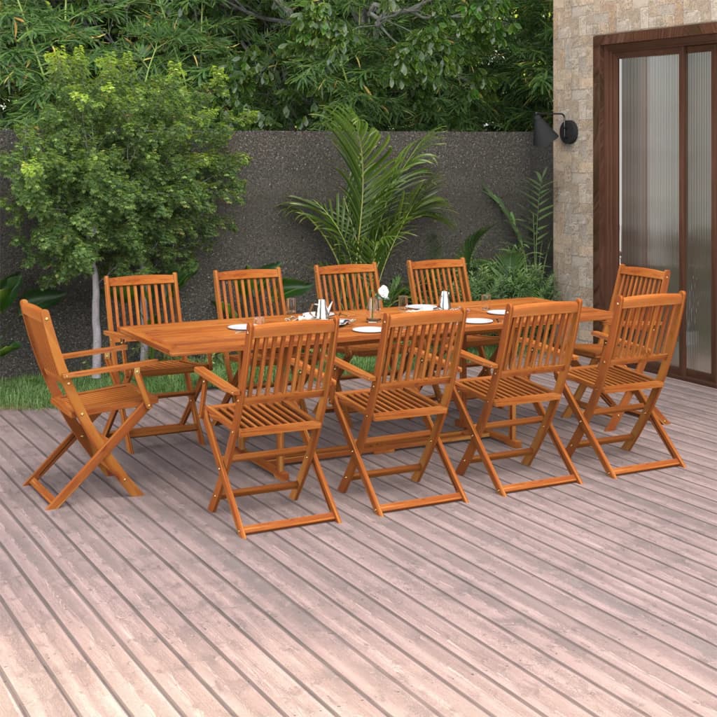 vidaXL 11-tlg. Garten-Essgruppe 280x90x75 cm Massivholz Akazie