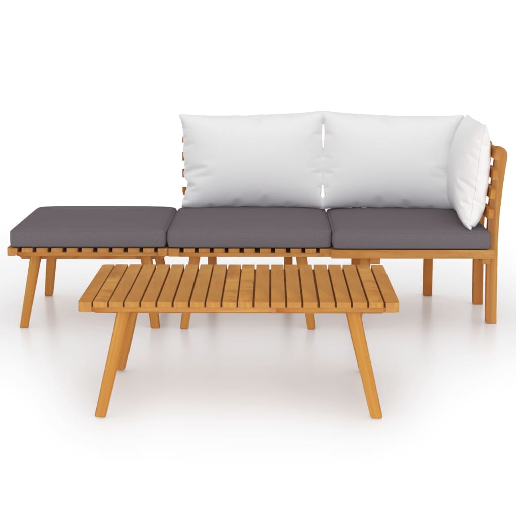 vidaXL 4-delige Loungeset met kussens massief acaciahout afbeelding
