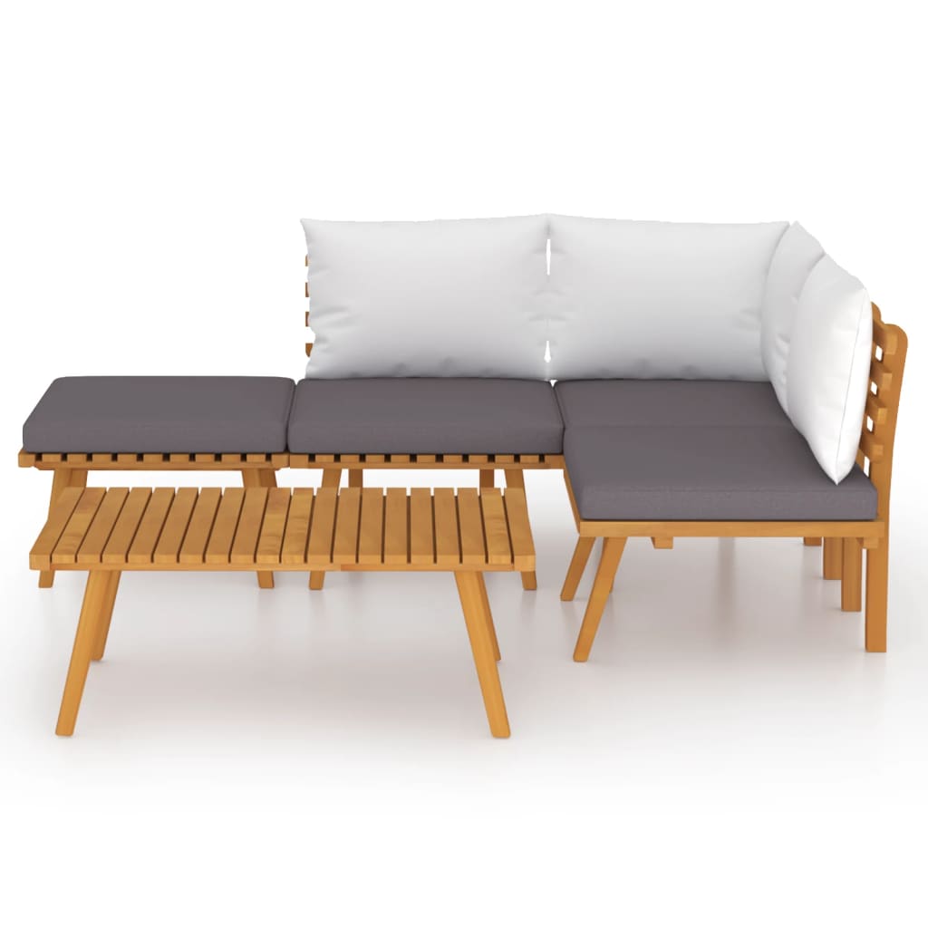 vidaXL 5-delige Loungeset met kussens massief acaciahout afbeelding