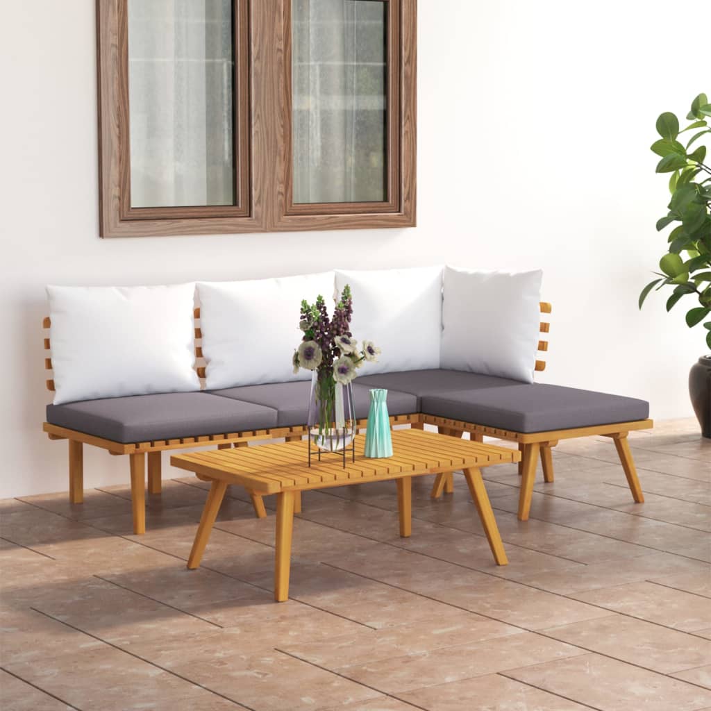 vidaXL 5-tlg. Garten-Lounge-Set mit Kissen Massivholz Akazie