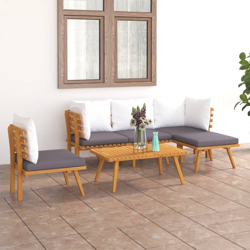 vidaXL 6-tlg. Garten-Lounge-Set mit Kissen Massivholz Akazie