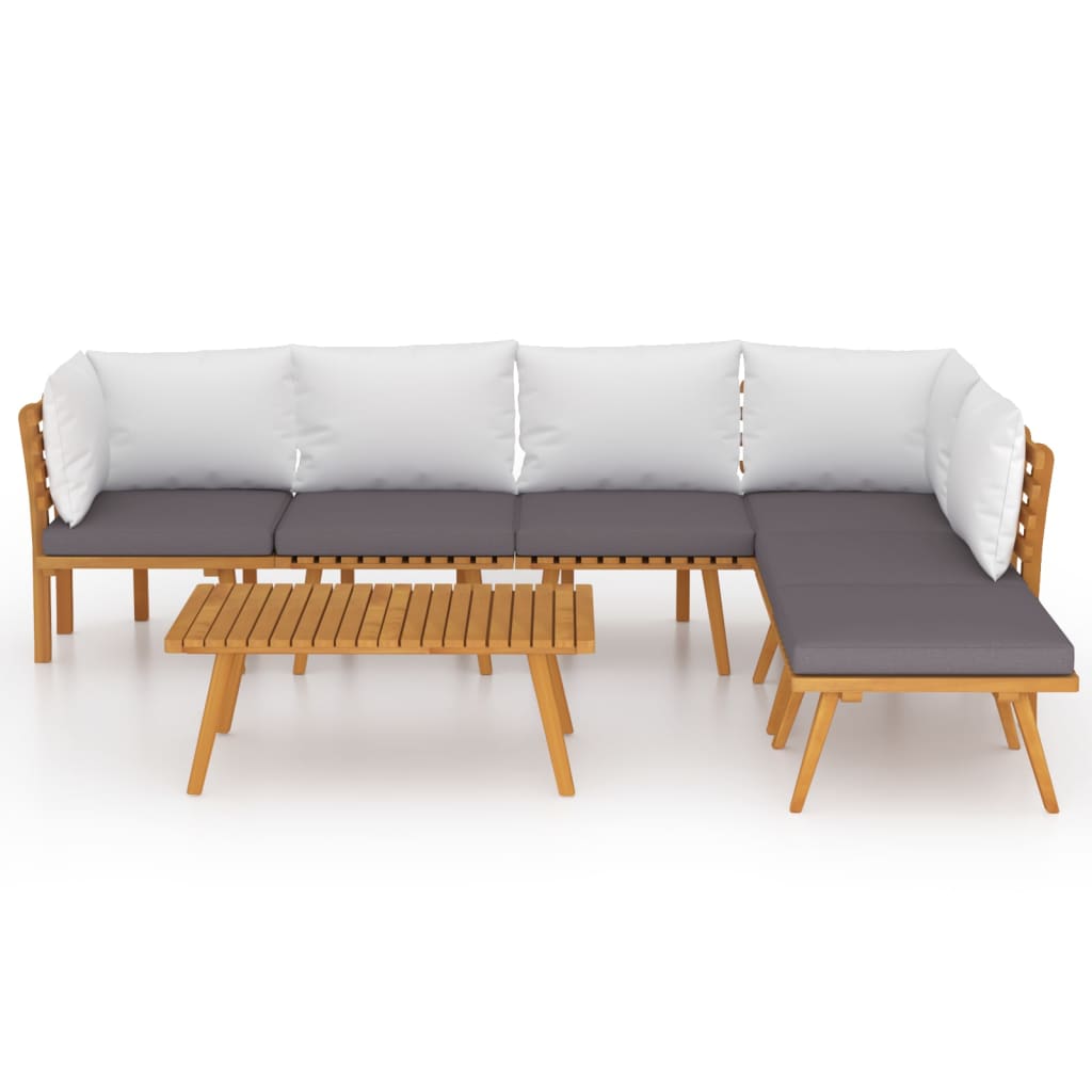 vidaXL 7-delige Loungeset met kussens massief acaciahout afbeelding