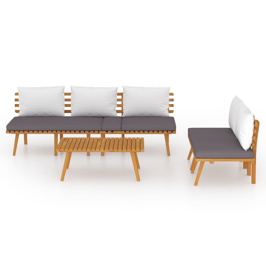 vidaXL 4-delige Loungeset met kussens massief acaciahout afbeelding