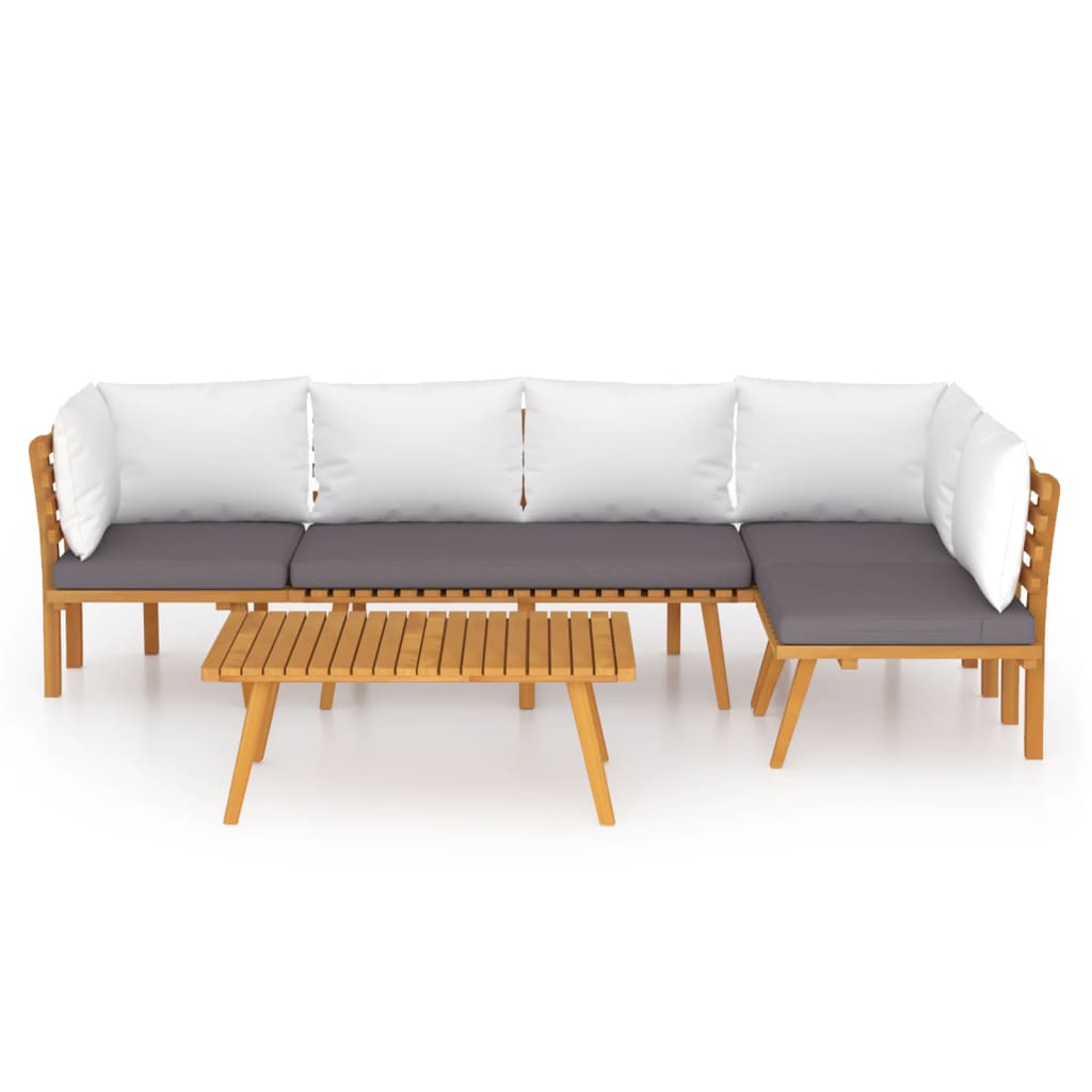 vidaXL 5-delige Loungeset met kussens massief acaciahout afbeelding