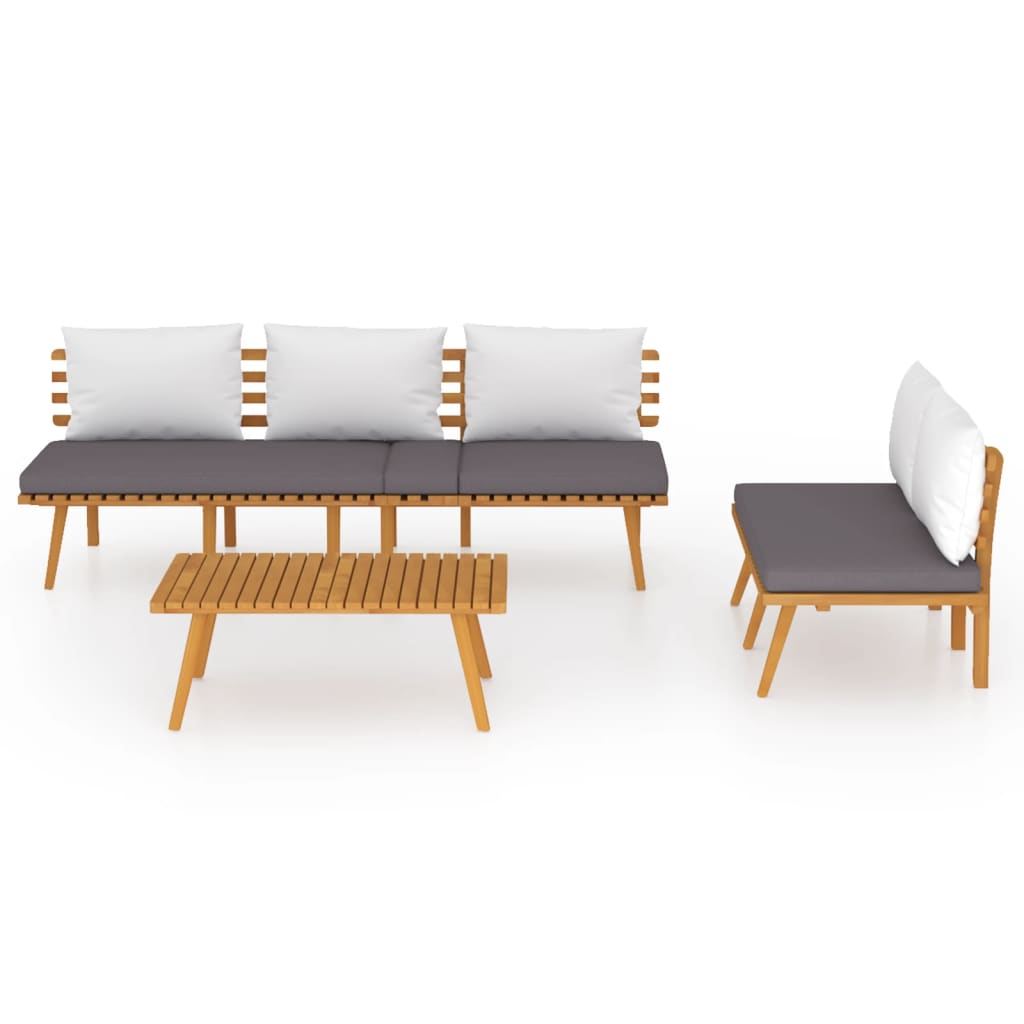 Sodo baldų komplektas su pagalvėmis, 3 dalių, akacijos masyvas | Stepinfit
