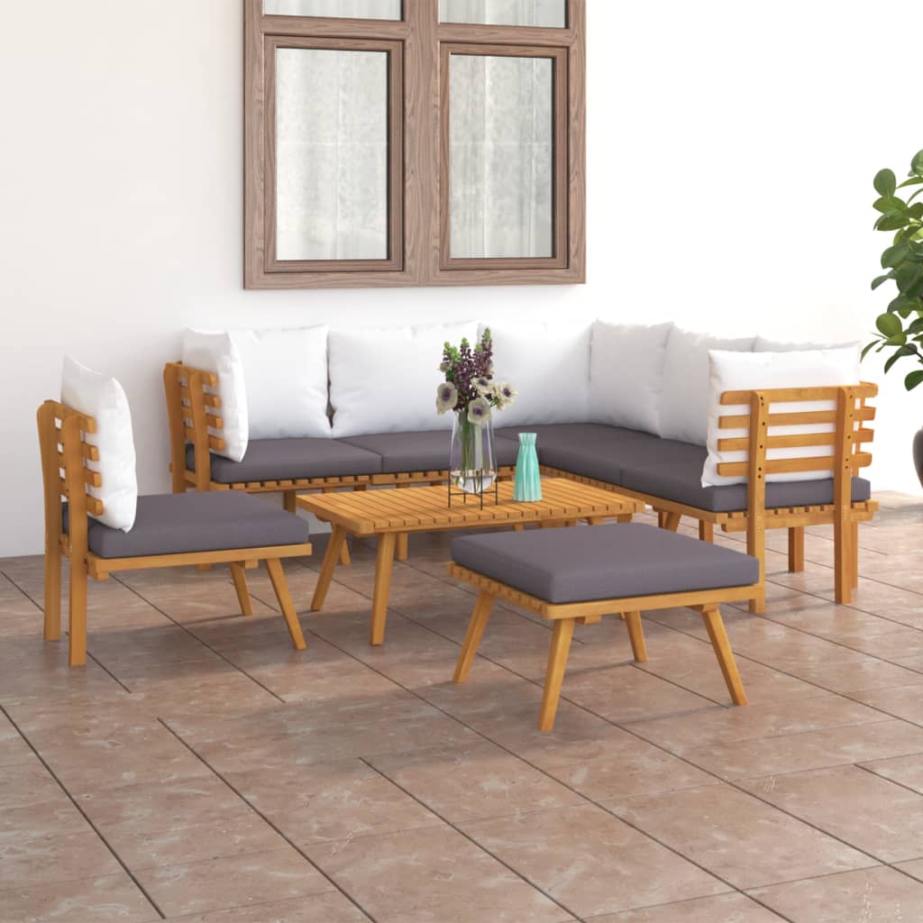 vidaXL Set mobilier de grădină cu perne, 8 piese, lemn masiv acacia