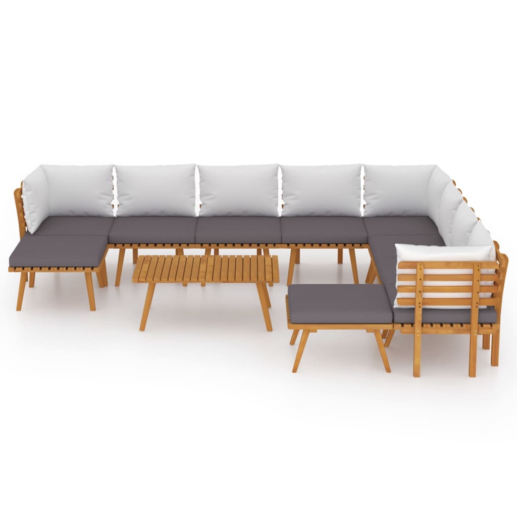 vidaXL 11-delige Loungeset met kussens massief acaciahout afbeelding