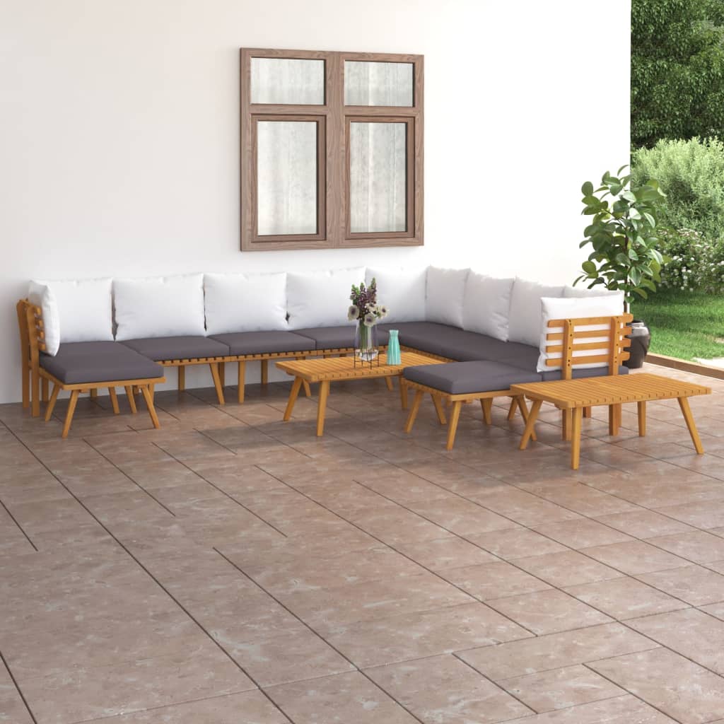 vidaXL 12-tlg. Garten-Lounge-Set mit Kissen Massivholz Akazie