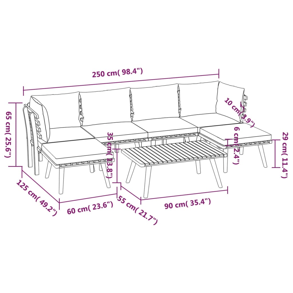 Set mobilier de grădină cu perne, 7 piese, lemn masiv de acacia