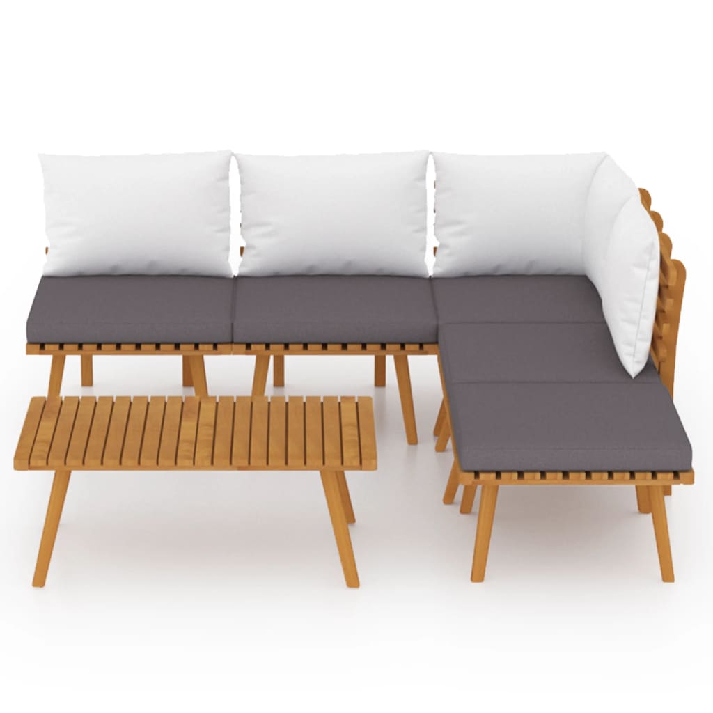vidaXL 6-delige Loungeset met kussens massief acaciahout afbeelding